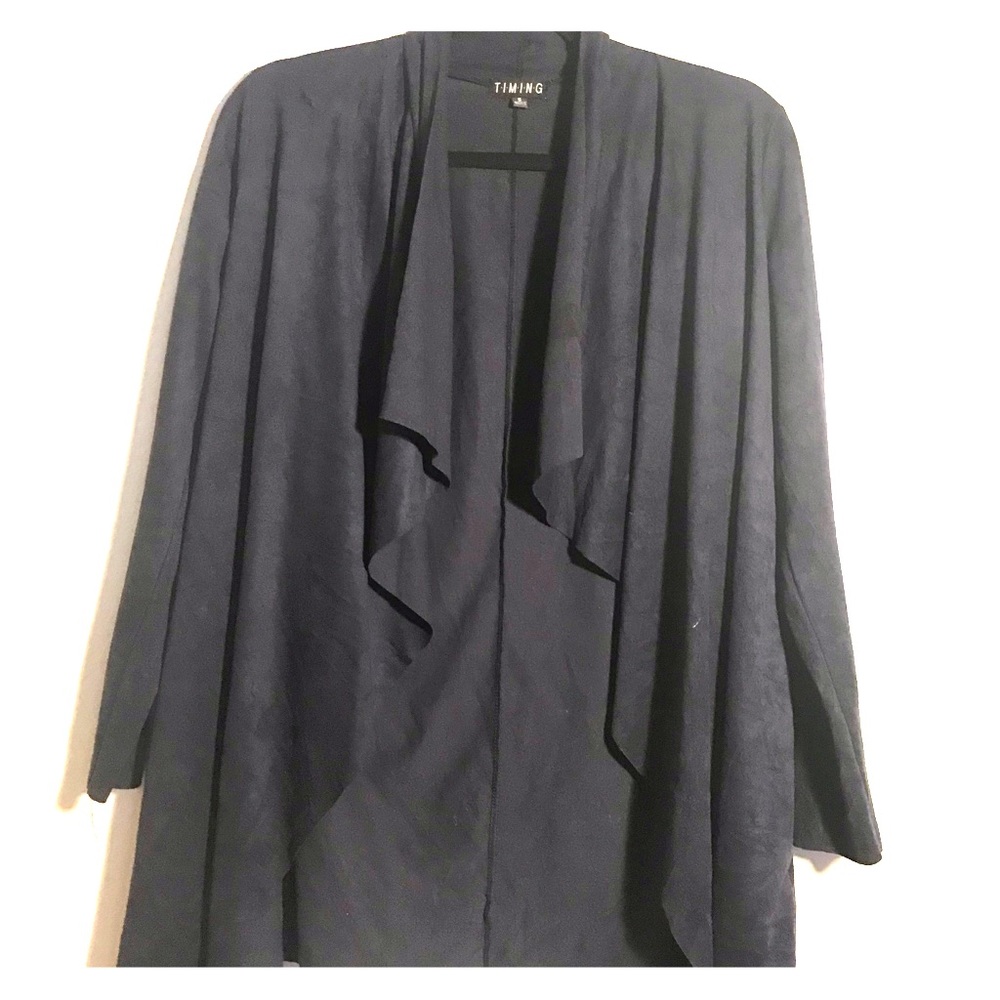 Dark Blue Suede Sweater with Tie